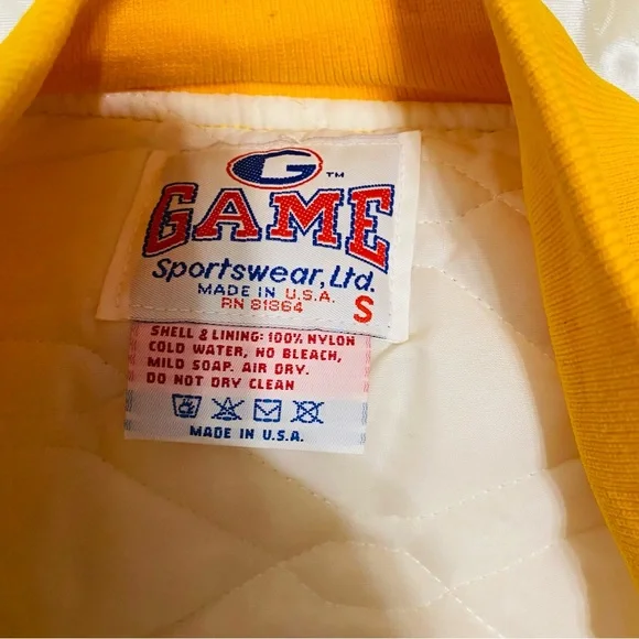 Vintage Unisex Yellow Satin Bomber Jacket Size Small - Picture 2 of 3